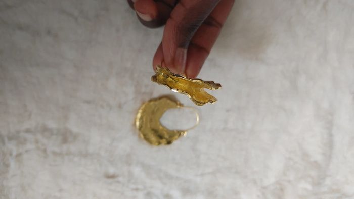 Boucle d'oreille fulani créole peulh peuls en métal doré subsaharienne Afrique - photo numéro 8