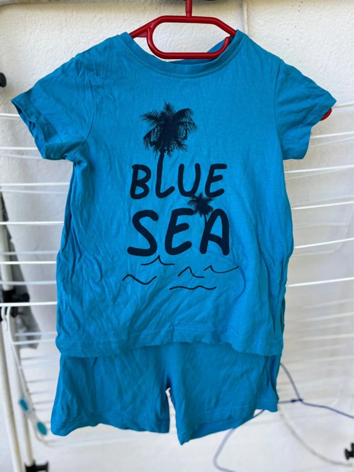 Pyjashort 5 ans in extenso turquoise