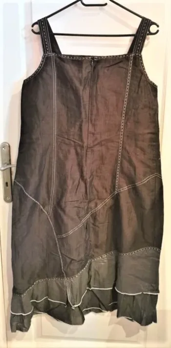 Robe femme marron lin T44