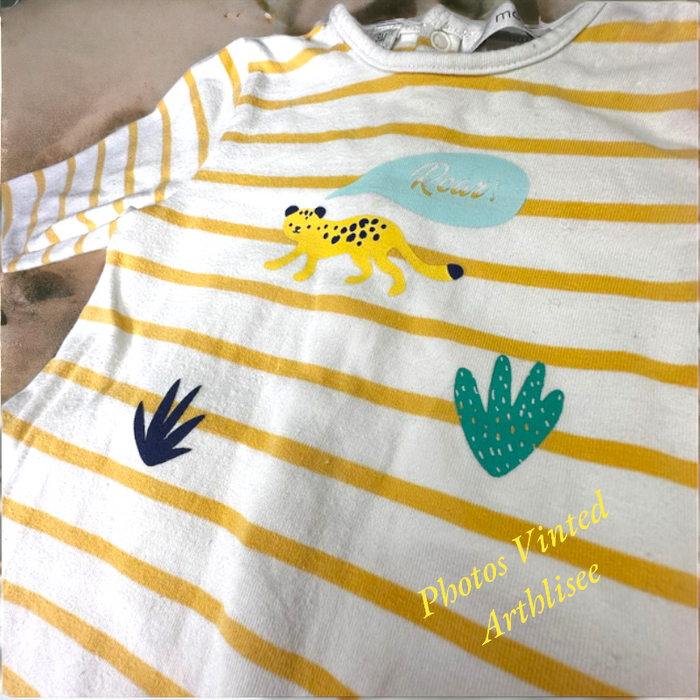 Pyjama marinière jaune Marese 3 mois TBE (11€) - photo numéro 2