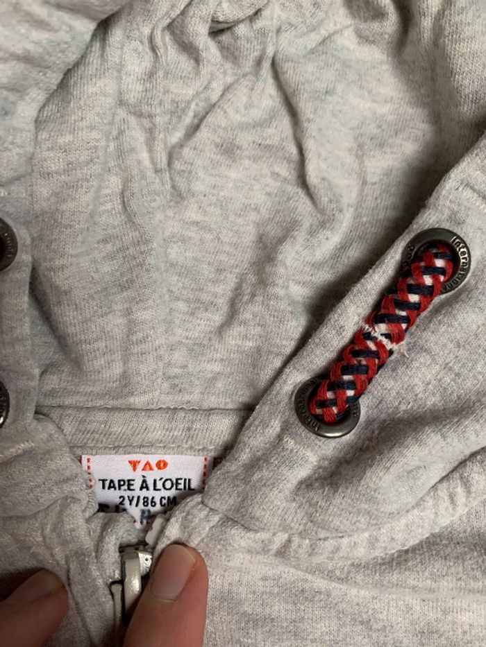 Gilet gris zippé 2 ans tao - photo numéro 2