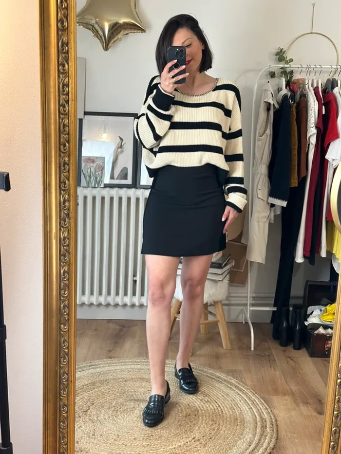 Pull The Kooples rayé noir et beige taille 36 - photo numéro 4