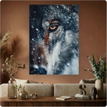 #76 Affiche “Regard du Loup” poster animal sauvage neige déco murale nature A3 Sans cadre