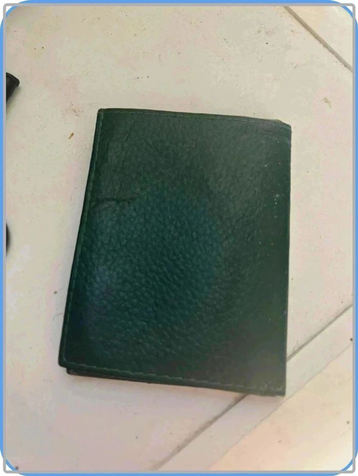 Porte carte vintage en cuir vert - photo numéro 2