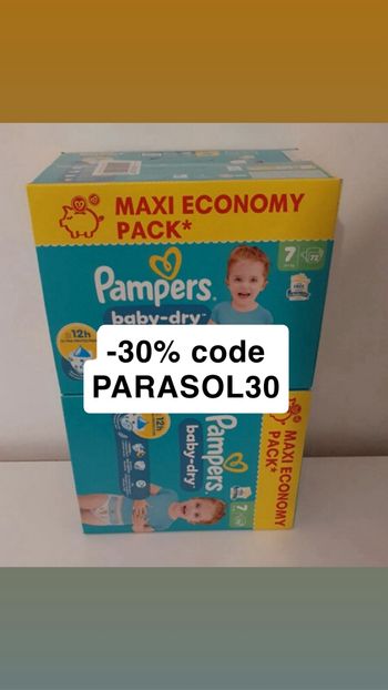 144 couches taille 7 Pampers baby dry
