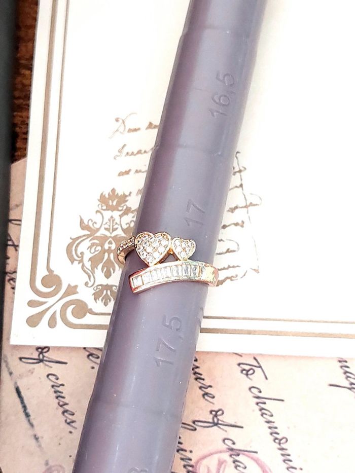 Bague doré cœur avec strass taille 53 - photo numéro 7