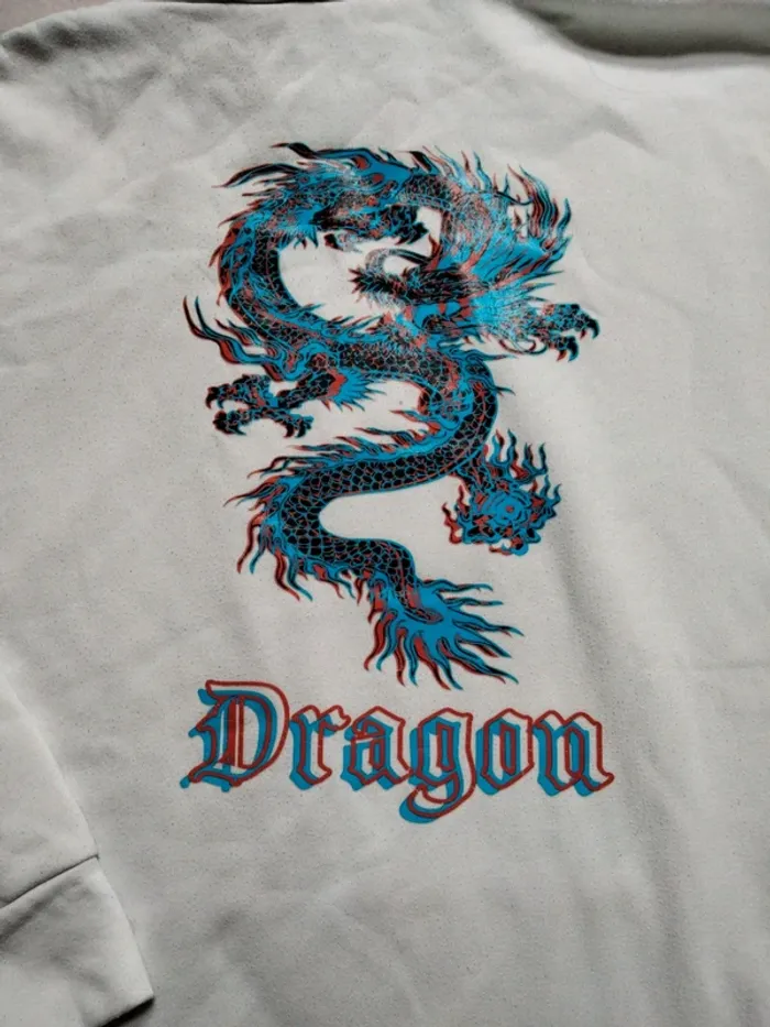 Sweat à capuche blanc motif dragon T 36 - photo numéro 4