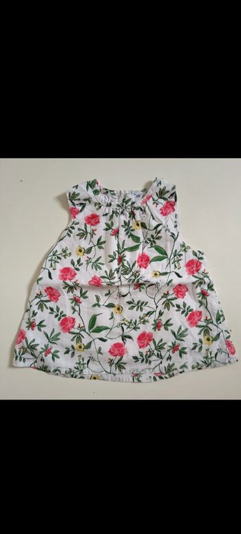 Tee shirt fleuri vert rose 12 mois