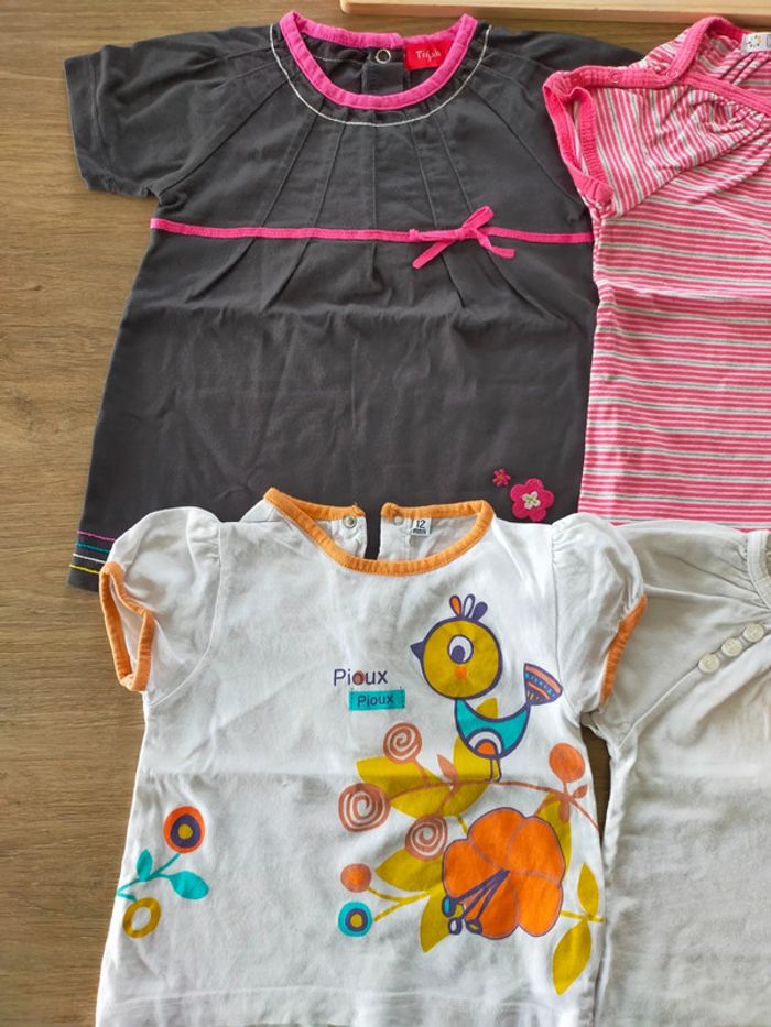 T shirts été fille manches courtes taille 12mois - photo numéro 3