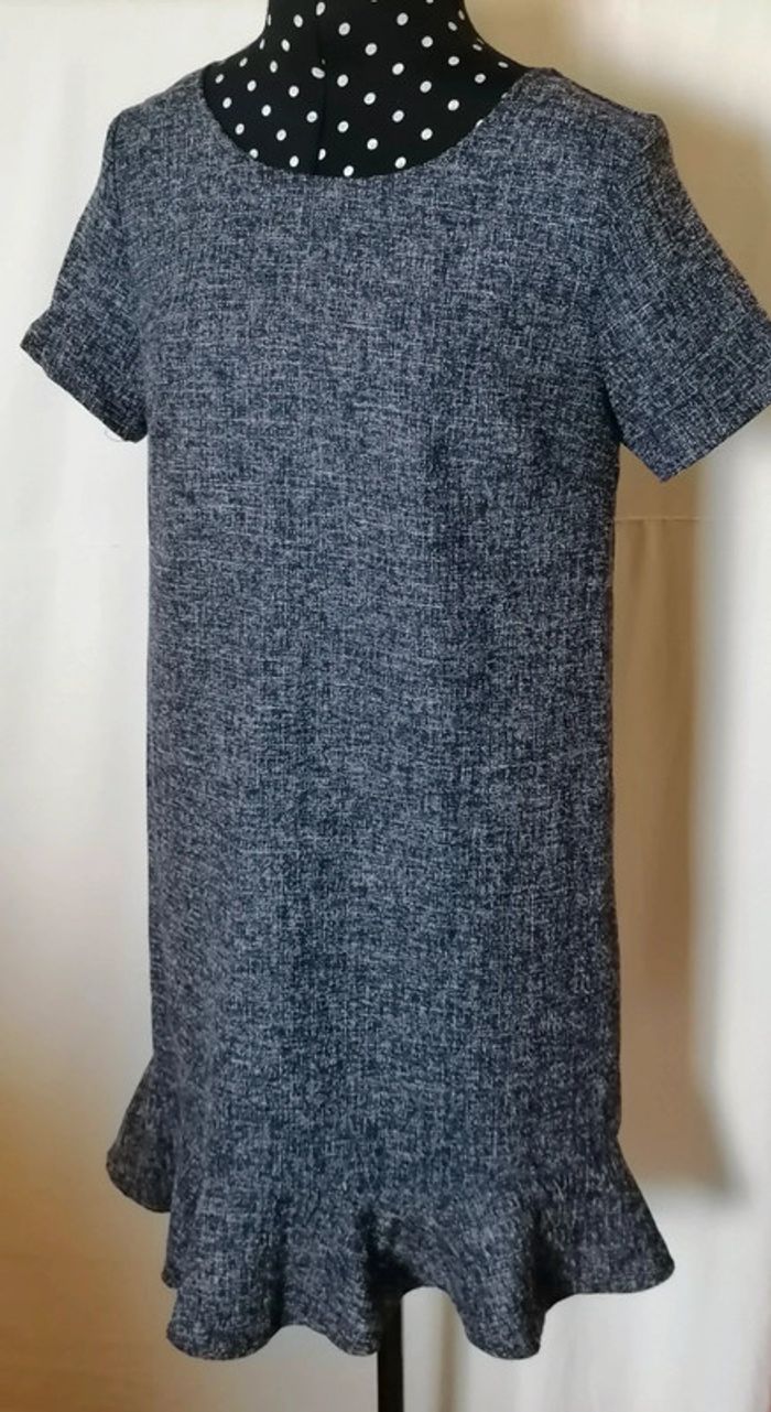 Robe type jean motif tweed volant bleu blanc taille S Y'Coo - photo numéro 8