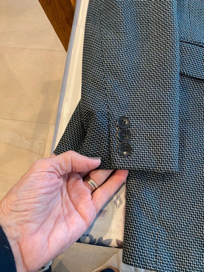 Veste costume bleue chiné - photo numéro 5
