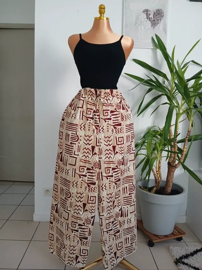 Pantalon Tendance Overside à motifs Bas large Neuf Taille L🌿💝 - photo numéro 6