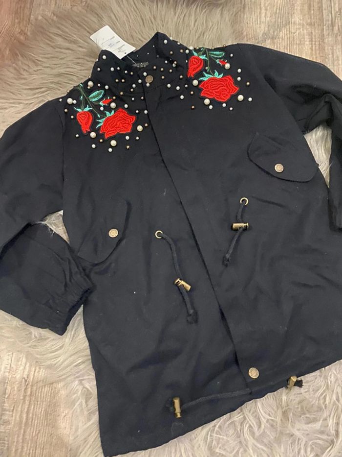 Veste noir perle rose