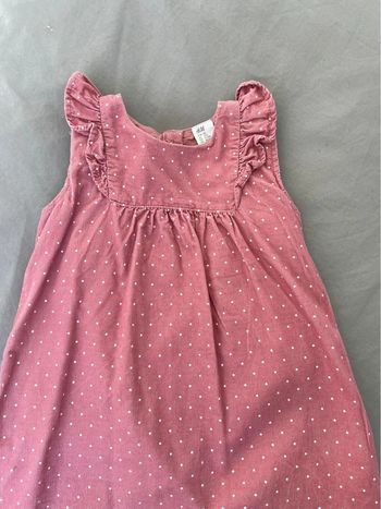 Robe H&M 12 mois, velours rose pois blanc volants