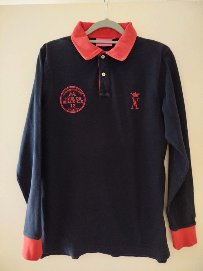 Polo rouge et marine Tour de Belle-Île taille S