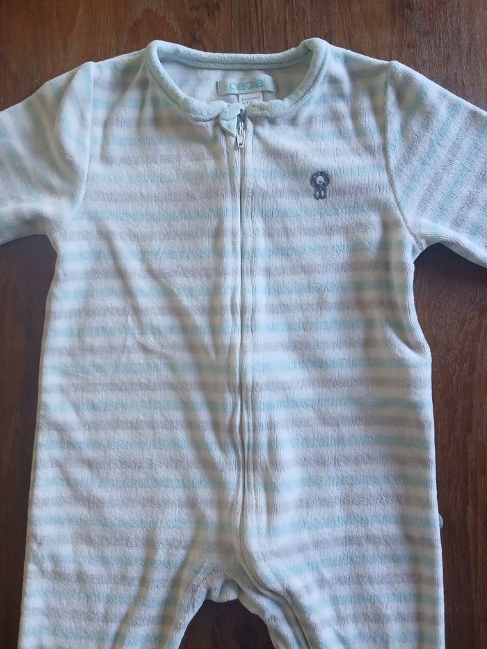 Pyjama garcon 1 piece en coton a rayures taille 6 mois marque obaibi - photo numéro 6