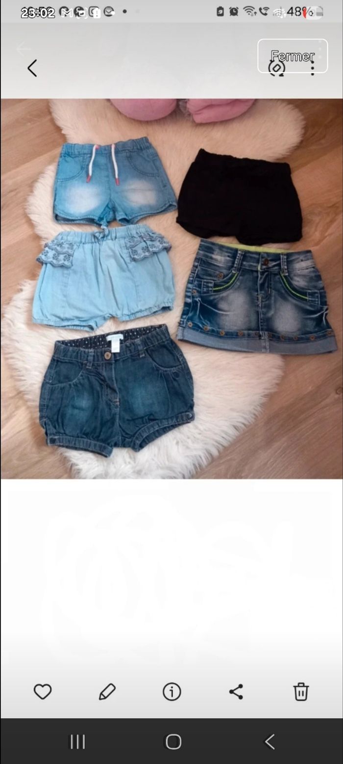 Lots de 4 short + 1 jupe 12 mois