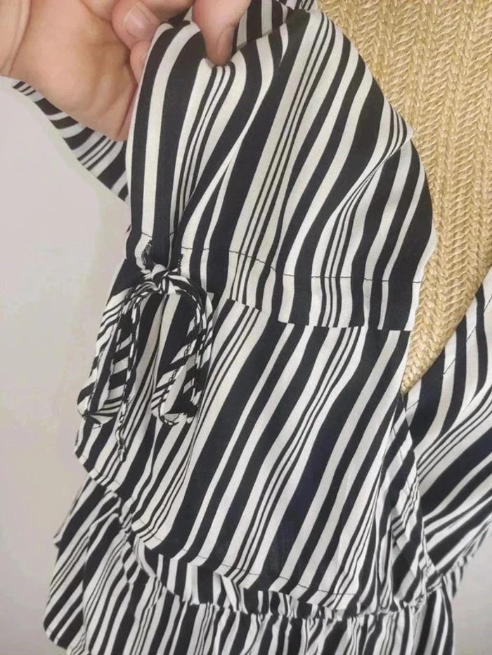 Blouse cache-coeur manches longues rayée noir et blanc taille XL Even & Odd neuve - photo numéro 5