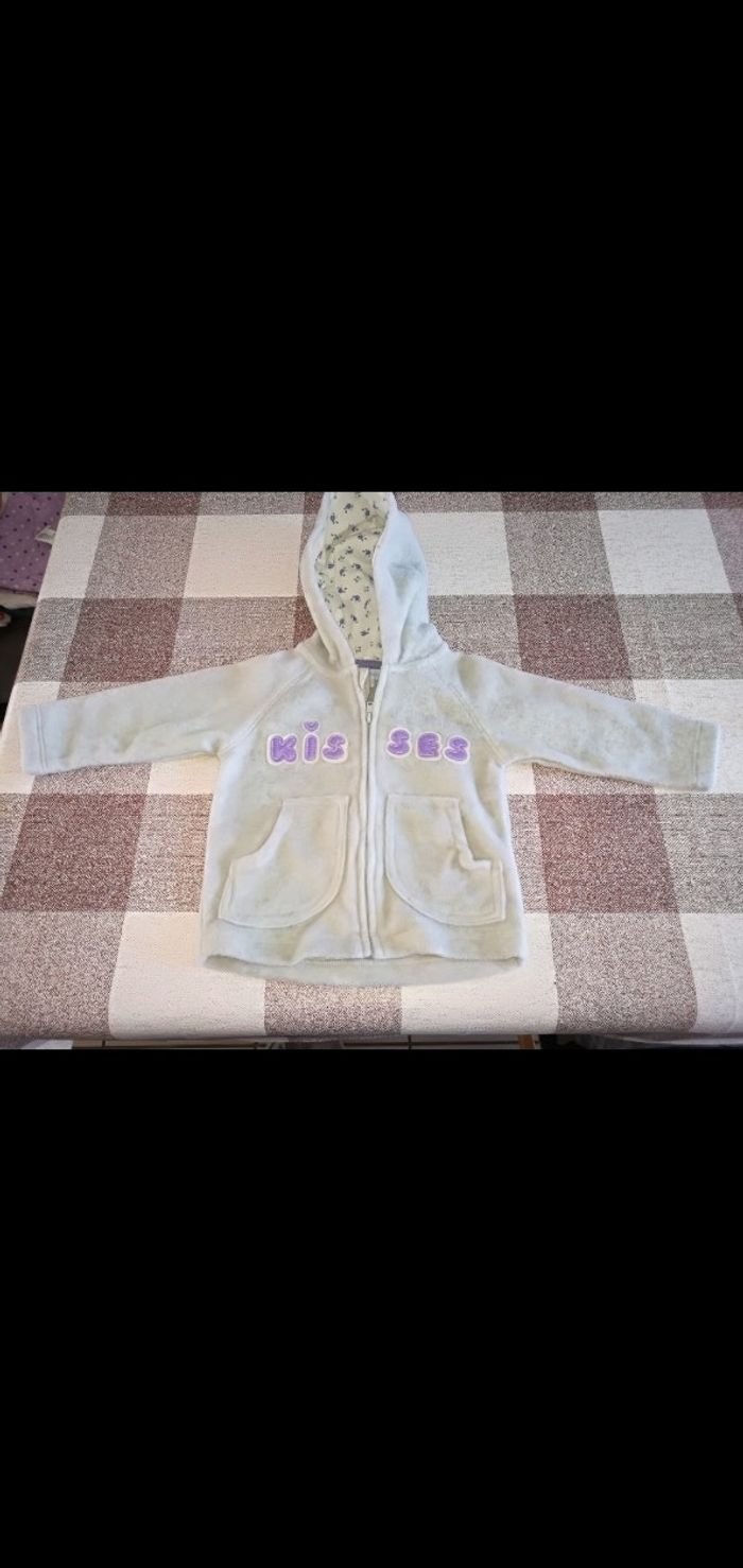 Gilet 6 mois à capuche zippé gris Tex