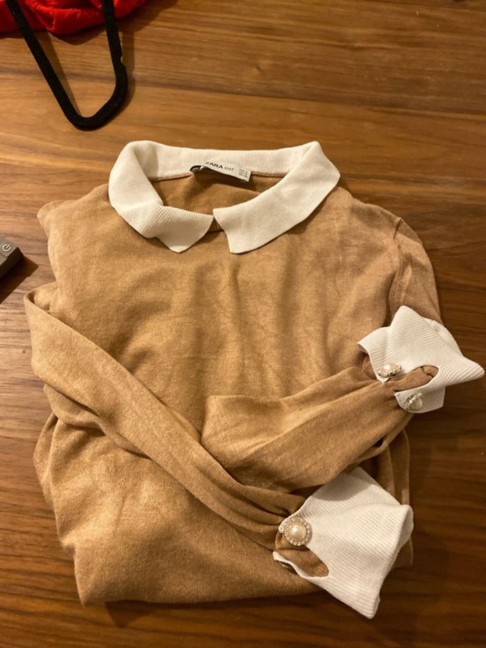 Pull à col beige Zara M - photo numéro 6