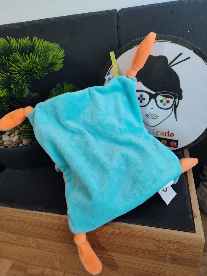 doudou U tout petits Doudou plat éléphant bleu orange étoile vert écharpe 3436 - photo numéro 2