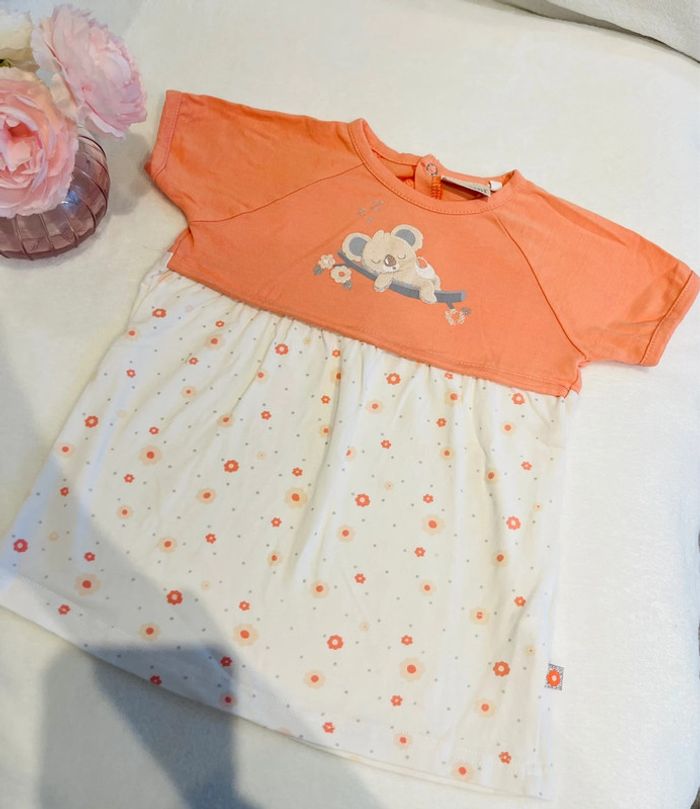 Robe / tunique orange et crème 9 mois/74cm Picco Mini - photo numéro 3