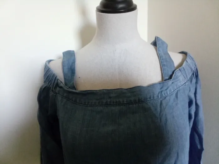 Blouse Bardot Esprit jean tencel - photo numéro 3