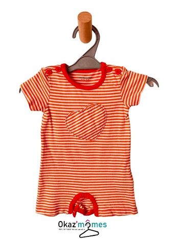 Pyjama / combishort orange à rayures - Vertbaudet 3 mois (60cm)