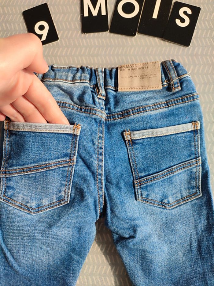Pantalon jeans denim pour bébé garçon – Taille 9 mois - Marque : Zara - photo numéro 9