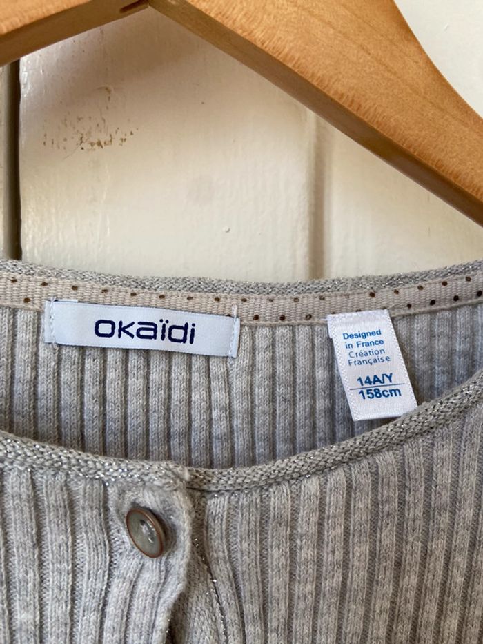 Gilet coton gris Okaïdi taille 14 ans - photo numéro 3