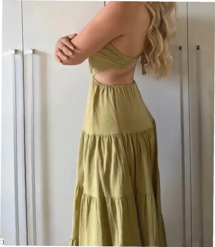 Robe Femme Longue Verte Bretelles Dos Nu Fendue - Taille M Neuf Jamais Porté - photo numéro 2