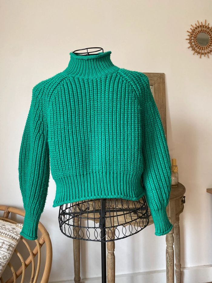 Pull col montant H&M vert - photo numéro 4