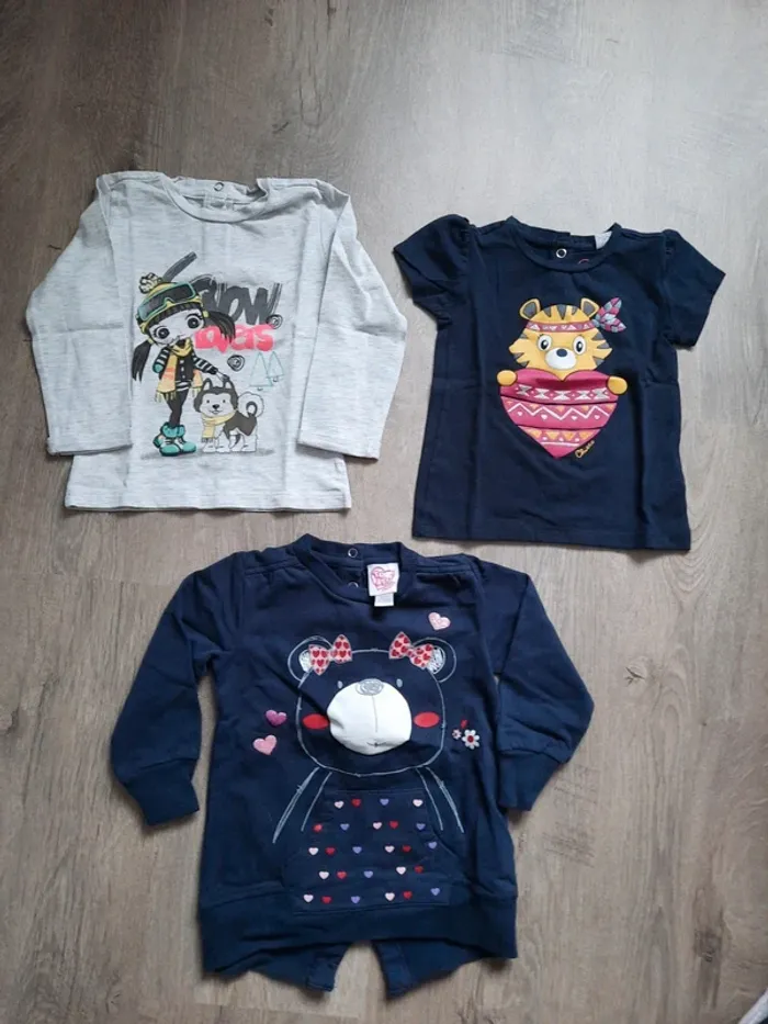 Lot de 2 t-shirts et 1 sweat 15-18mois Chicco neufs