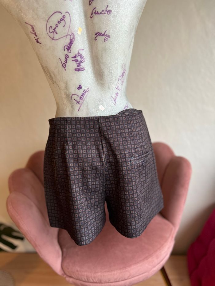 Short imprimé rétro chic – bleu marine / bordeaux T38 ✨ - photo numéro 2