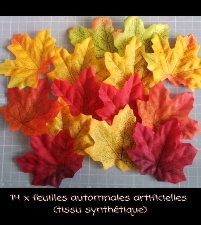Lot de 14 x feuilles automnales artificielles (tissu synthétique). - photo numéro 6