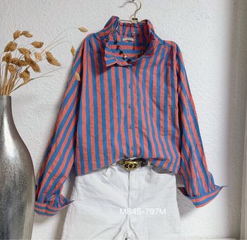 Blouse rouge bleu oversize taille M 🌸