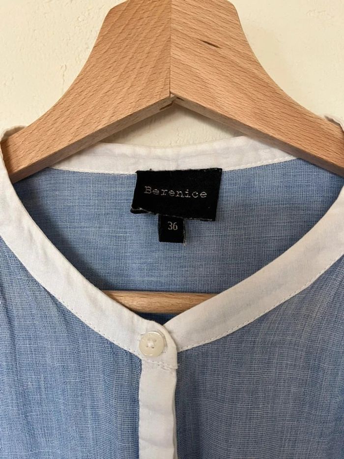 Chemisier chemise Bérénice taille 36 chic bohème bleu et blanc - photo numéro 4