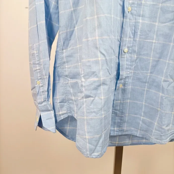 Chemise à carreaux bleu ciel Oliver Grant Easy Line taille 3 col boutonné A890 - photo numéro 6