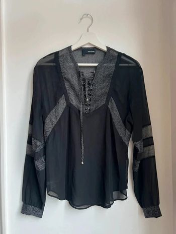 Blouse The Kooples noir à pois blancs et gris