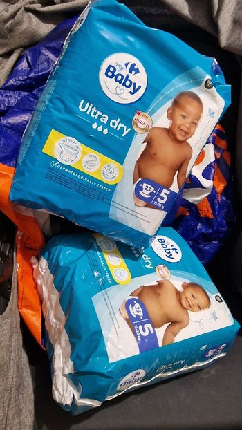 5 paquets de couches baby carrfour