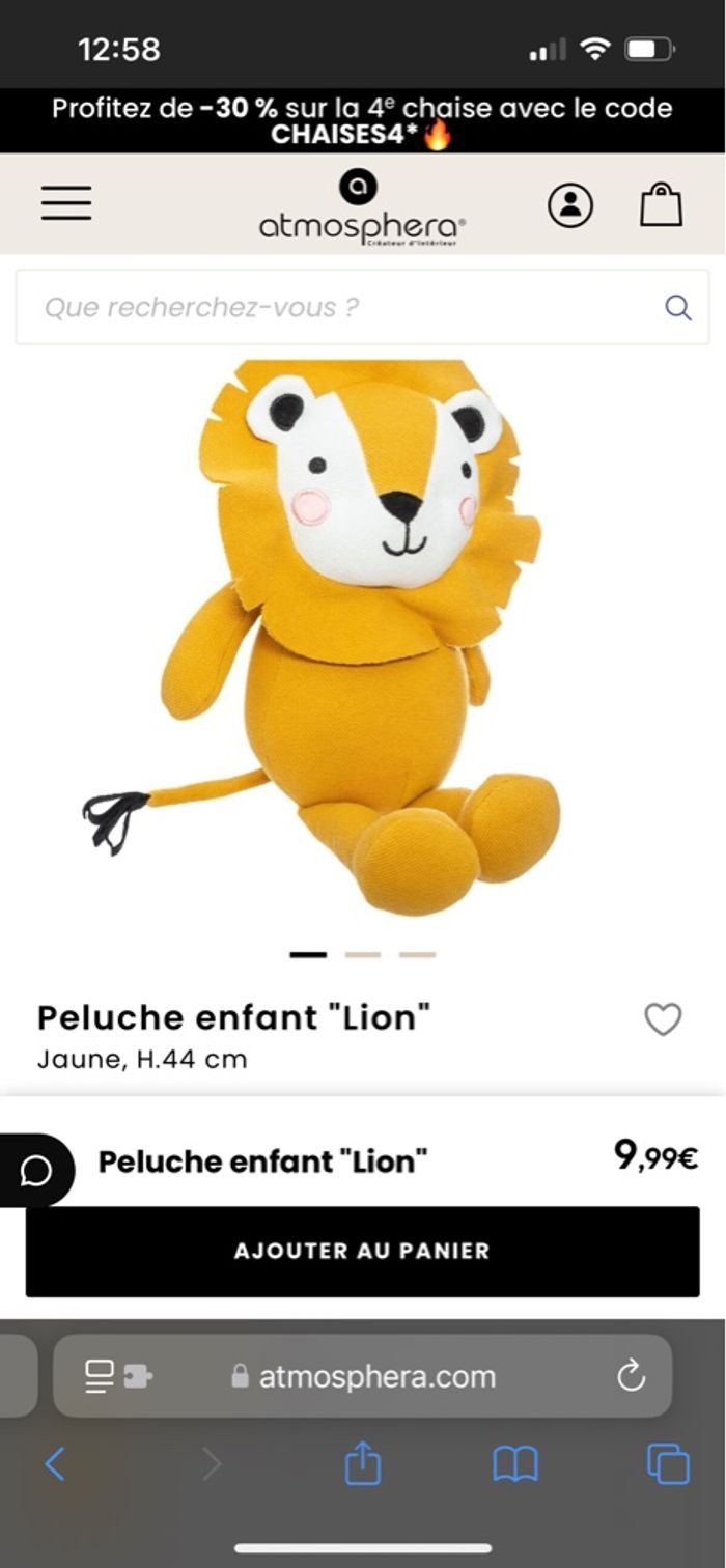 Peluche lion - Atmosphera - photo numéro 5