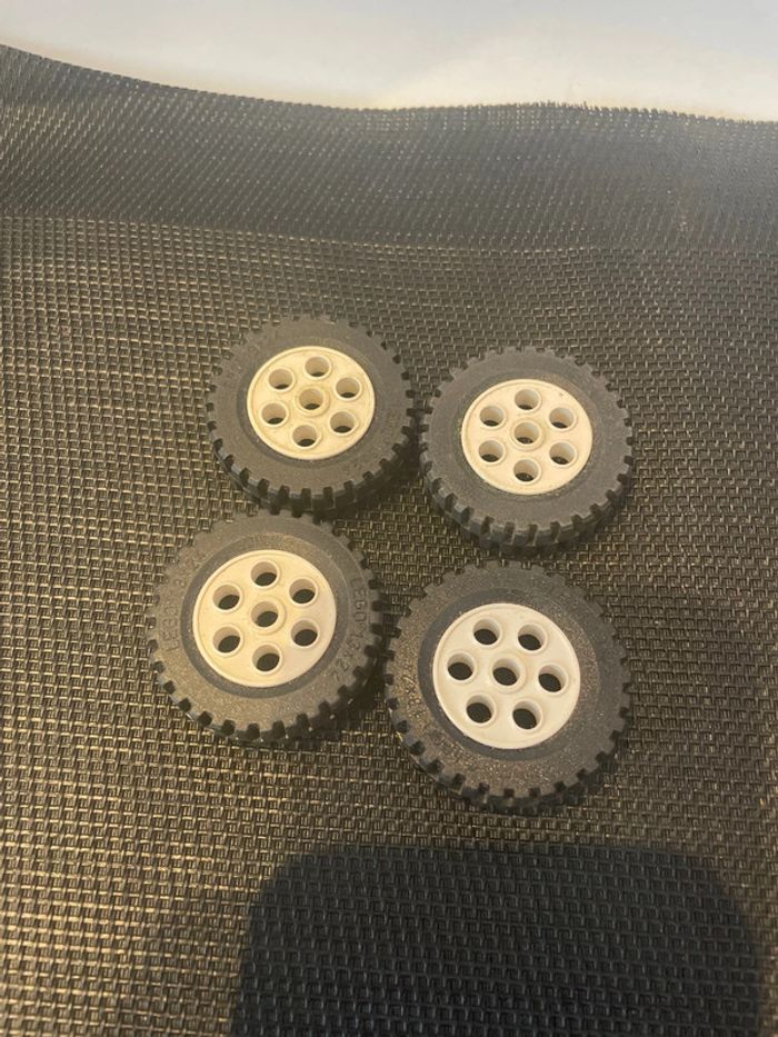 Lego Technic lot 4 roues 13x24 jantes blanches officiel pièces détachées
