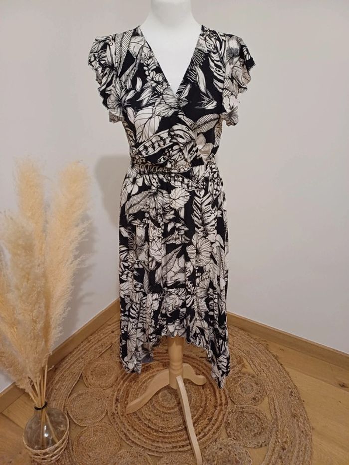 Robe longue Fleurie asymétrique Italian Style taille S 36