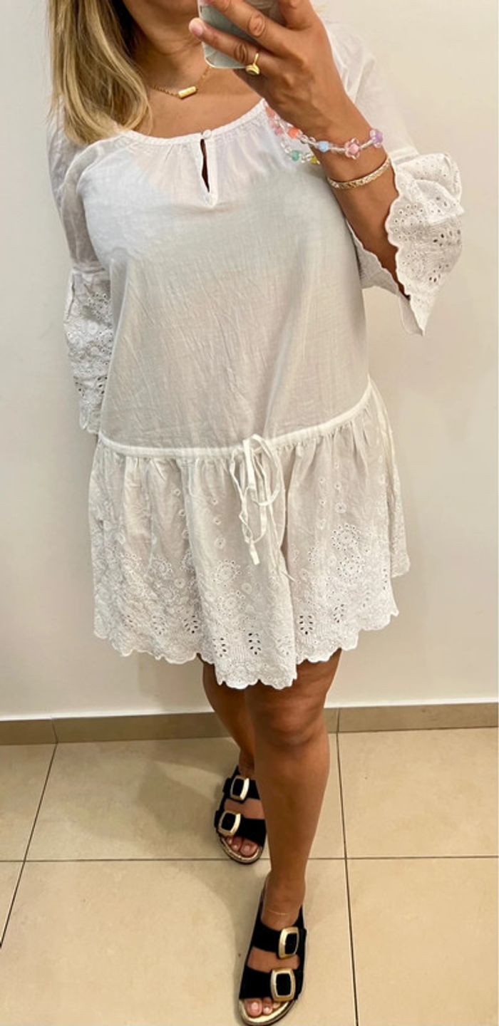 💎Robe Tunique blanche brodée Comptoir des Cotonniers – Taille 38 - photo numéro 5