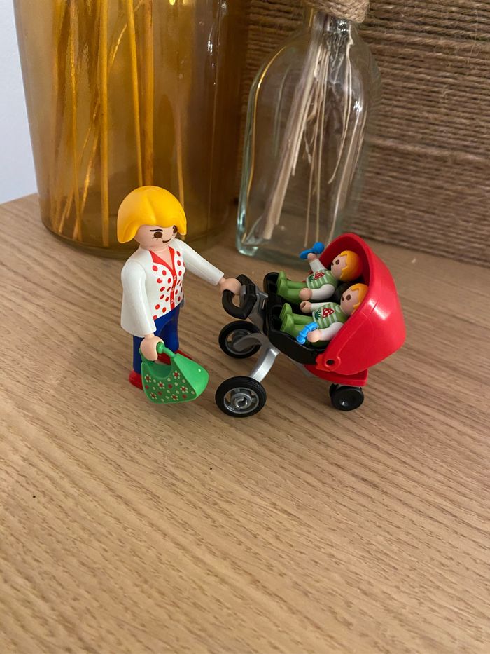 Maman avec poussette et jumeaux Playmobil