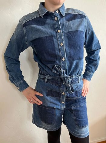 Combishort combinaison en jean See by Chloé – manches longues, ceinture à nouer, taille 38/40