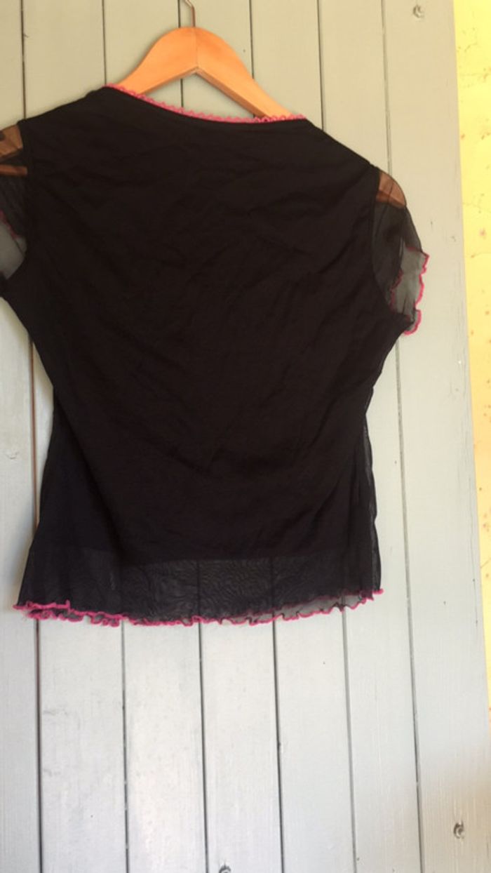 Petit top court croc top noir et rose taille M - photo numéro 5