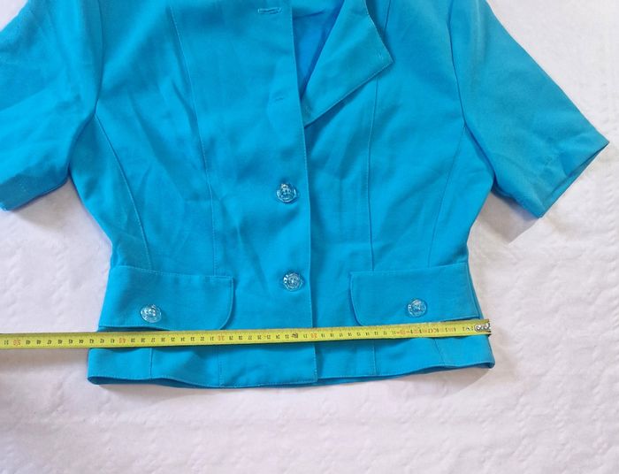 Blazer manches courtes , vintage , bleu , femme , taille S - photo numéro 5