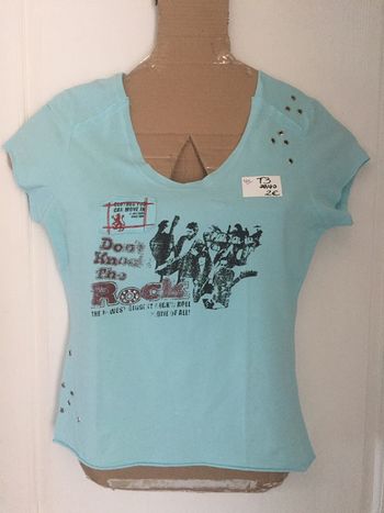 464-Tee-shirt turquoise T3 38/40