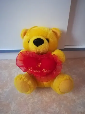 Doudou ourson jaune, I love you
